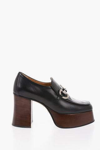Leather Loafers With Clamps Heel 10 cm