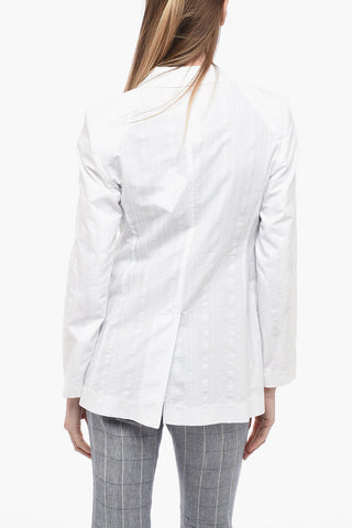 Double-breasted Jacquard Cotton Blend Blazer