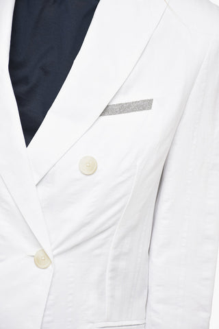 Double-breasted Jacquard Cotton Blend Blazer
