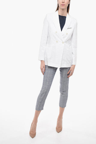 Double-breasted Jacquard Cotton Blend Blazer