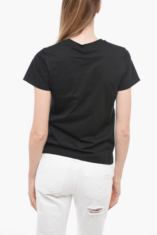 Crew Neck Cotton T-Shirt with Printed Logo
