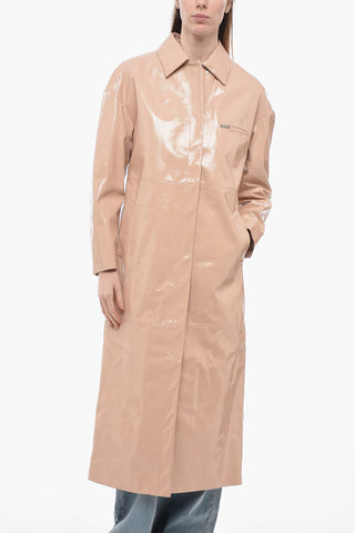 Patent Leather Coat with Snap Buttons