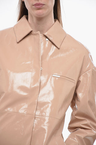 Patent Leather Coat with Snap Buttons