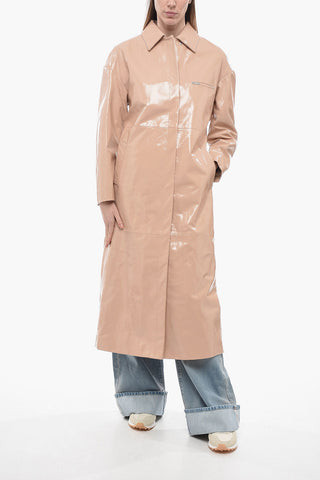Patent Leather Coat with Snap Buttons