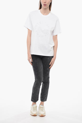 T-Shirt Girocollo HOTFIX in Cotone con Ctristalli