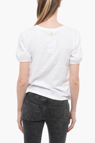 Crew-Neck Cotton PEARL T-shirt with Sangallo details