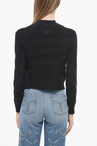 Lightweight Striped Lurex Crew-neck Sweater