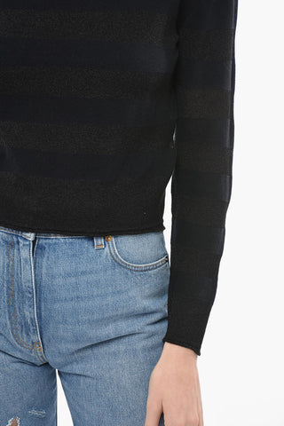 Lightweight Striped Lurex Crew-neck Sweater