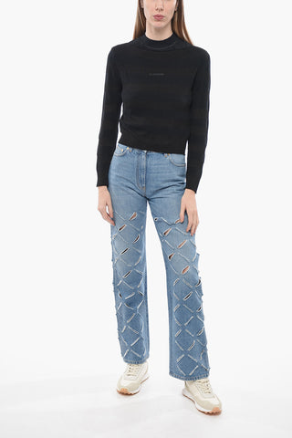 Lightweight Striped Lurex Crew-neck Sweater