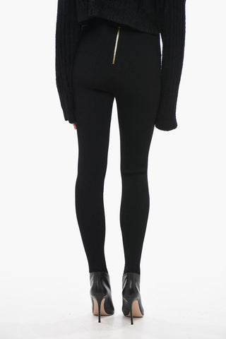 Knitted Stirrup Leggings with Jewel Buttons