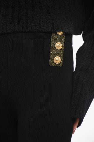 Knitted Stirrup Leggings with Jewel Buttons