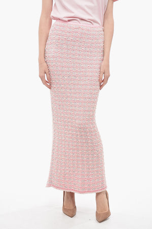 Gonna a Tubino BACK TO FRONT in Misto Lana Tweed Con Bottoni 