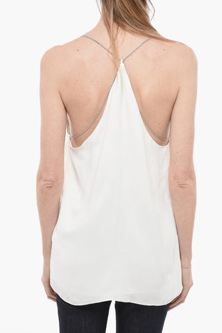 Chiffon Tank Top with Jeweled Criss Cross Straps