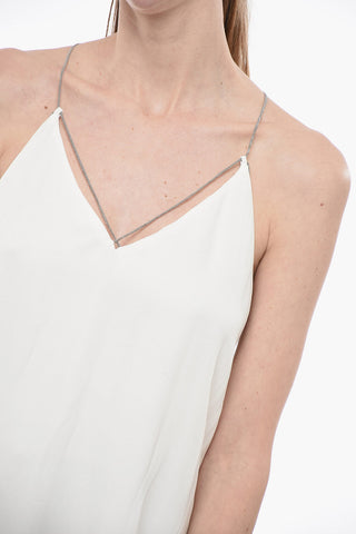 Chiffon Tank Top with Jeweled Criss Cross Straps