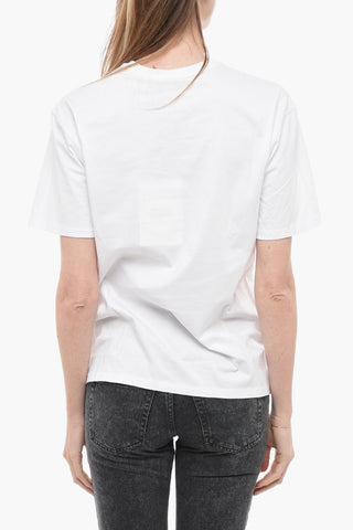 Crew Neck Cotton T-Shirt with Printed Logo