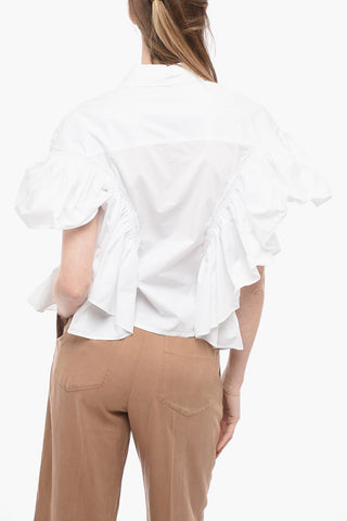 Cotton Shirt with Ruffled Sleeves and Bottom