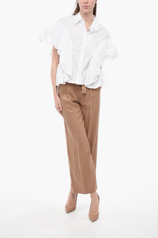 Cotton Shirt with Ruffled Sleeves and Bottom