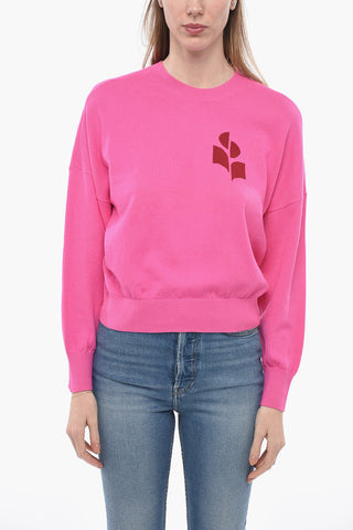 ETOILE Crew Neck Wool Blend Sweater with Jacquard Logo