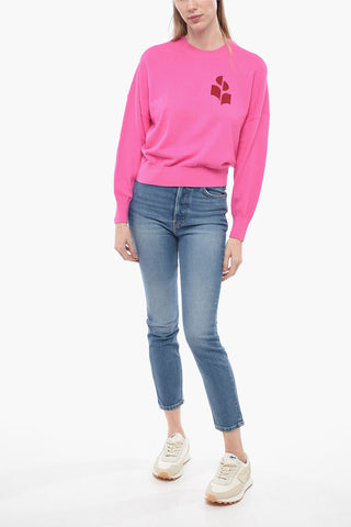 ETOILE Crew Neck Wool Blend Sweater with Jacquard Logo