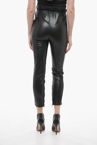 Eco-leather Pants with Drawstringed Waist