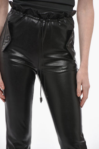 Eco-leather Pants with Drawstringed Waist