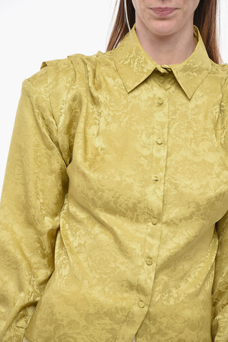 Silk Damask Blouse with Padded Shoulders