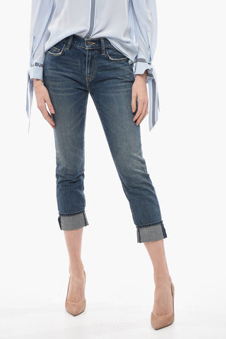 Jeans Slim Fit Ad Orlo con Risvolto 16cm