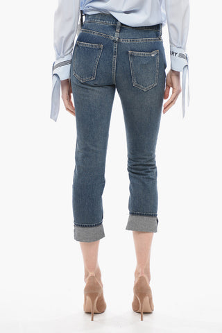 Jeans Slim Fit Ad Orlo con Risvolto 16cm