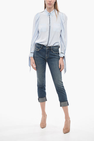 Jeans Slim Fit Ad Orlo con Risvolto 16cm