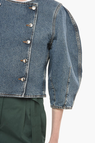 Giubbotto Doppiopetto in Denim con Maniche 3/4