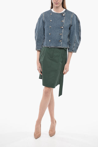 Giubbotto Doppiopetto in Denim con Maniche 3/4