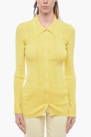 Ribbed Sweater with Polo neck