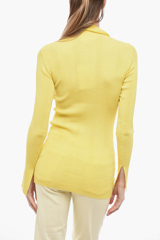 Ribbed Sweater with Polo neck