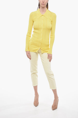 Ribbed Sweater with Polo neck