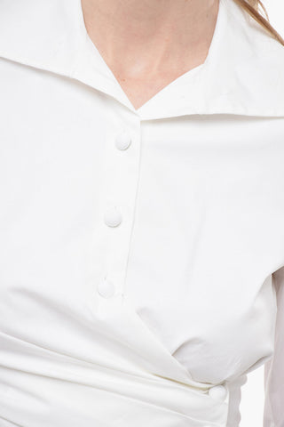 Wrap Cropped Fit Shirt with Covered Buttons