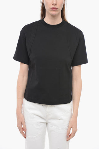 Crew Neck T-Shirt with Ton sur Ton Patches