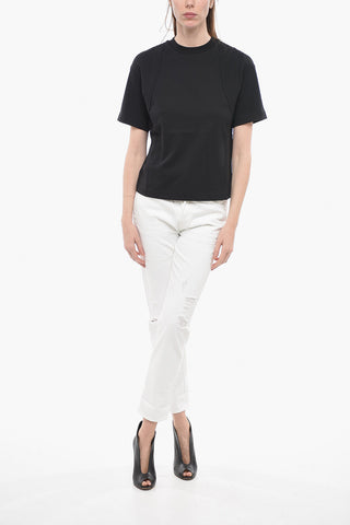 Crew Neck T-Shirt with Ton sur Ton Patches