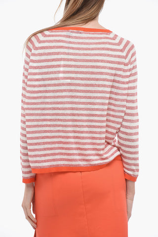 Striped Linen Blend Crew-neck Sweater