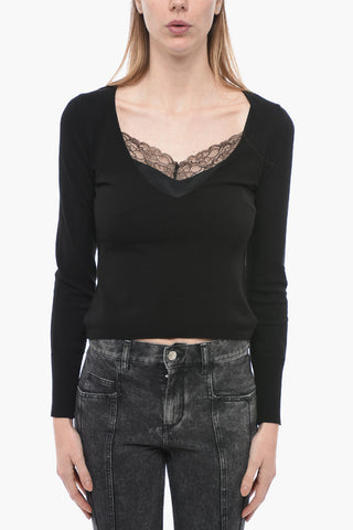 V-neck Sweater with Laces