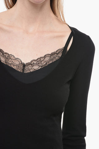 V-neck Sweater with Laces