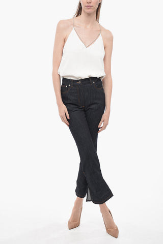 Jeans Slim Fit in Denim Stretch con Spacco alla Caviglia 23cm