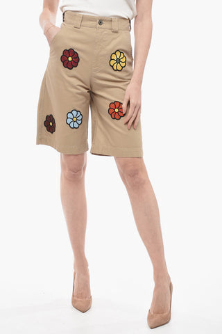 JW ANDERSON Coated Cotton Bermuda with Crochet Application