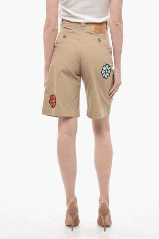 JW ANDERSON Coated Cotton Bermuda with Crochet Application
