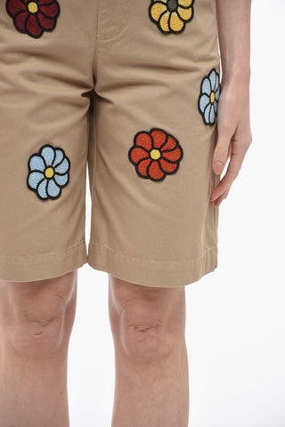 JW ANDERSON Coated Cotton Bermuda with Crochet Application