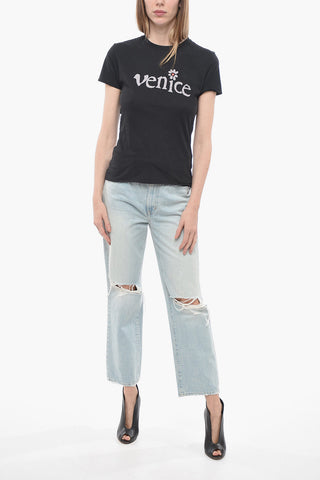 Solid Color UNISEX VENICE BE NICE Crew-neck T-Shirt 