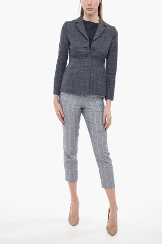 Denim Effect Slim Fit Blazer with Covered Buttons