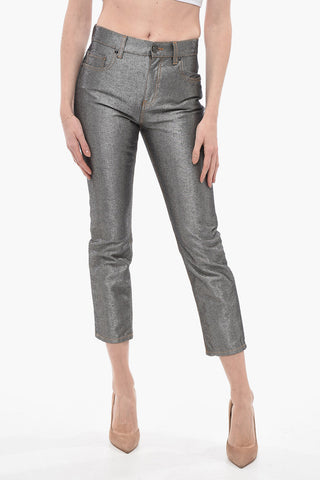 Pantaloni 5 Tasche in Lurex con Dettaglio Iconic