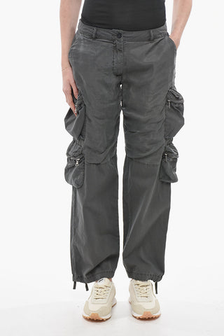 Dark Washed Cargo Pants with Belt Loops
