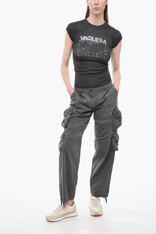 Dark Washed Cargo Pants with Belt Loops
