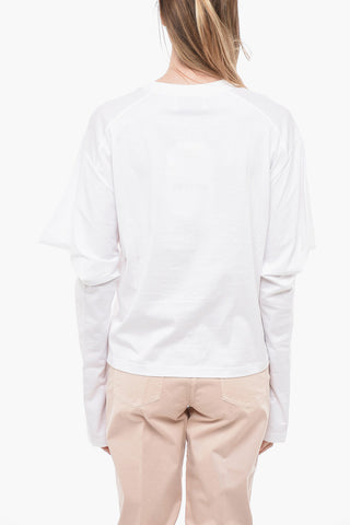 Crew-neck T-shirt with Asymmetrical Sleeve